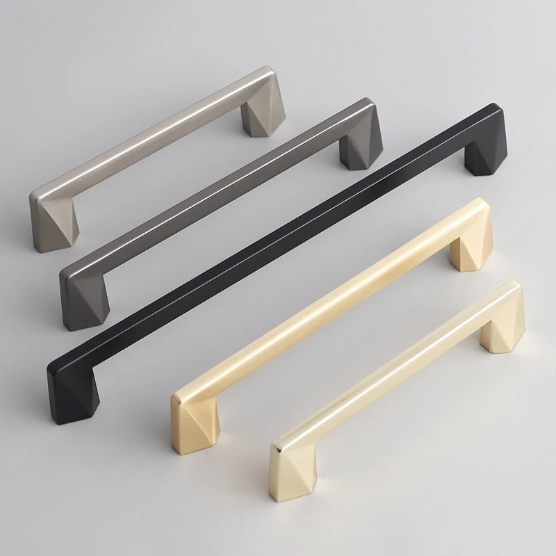 Modern Minimalism Furniture Handles Grey Matte Black Closet Handles Zinc Alloy Drawer Knobs Bright Gold Kitchen Cabinets Handles