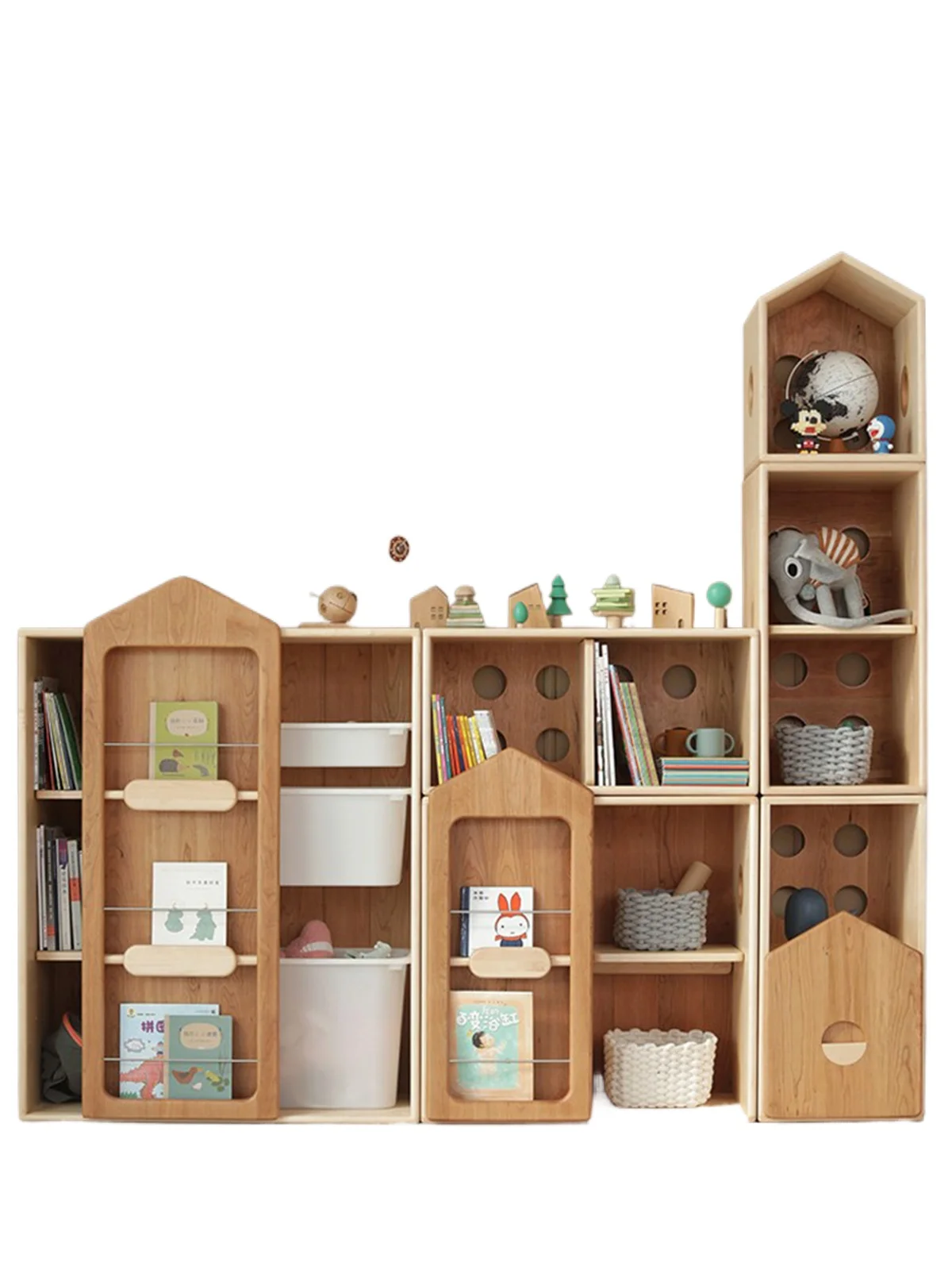 

Bookcase Toy Cabinet Solid Wood Combination Children's Reading Area Bookshelf Lattice Cabinet Picture Book Rack