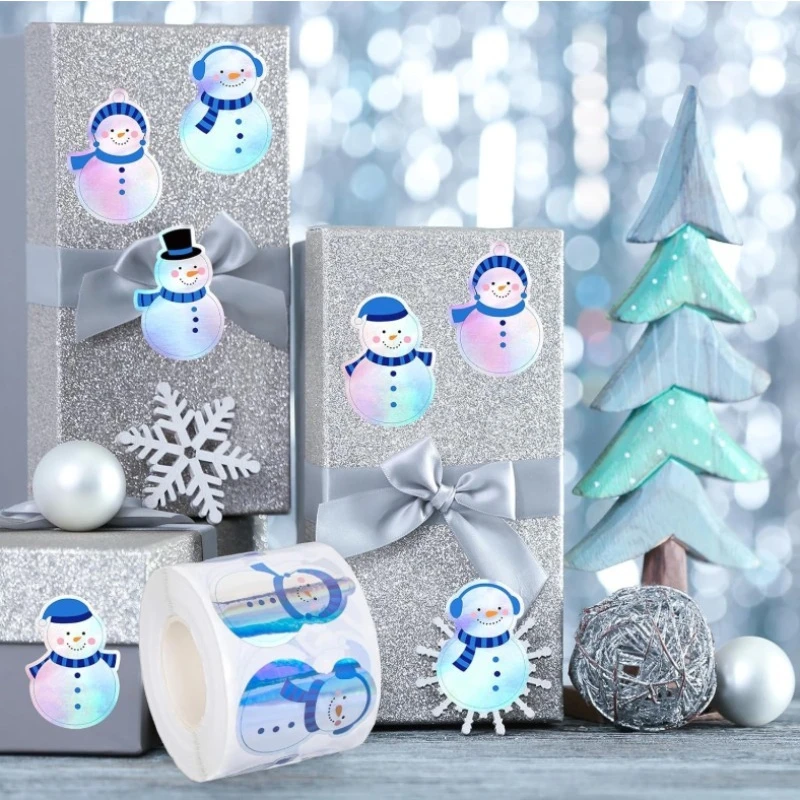 

Christmas Glittering Snowman Stickers (500pcs): Ideal as Gift Wrapping Labels, Children Reward Stickers & Scrapbook Stationery
