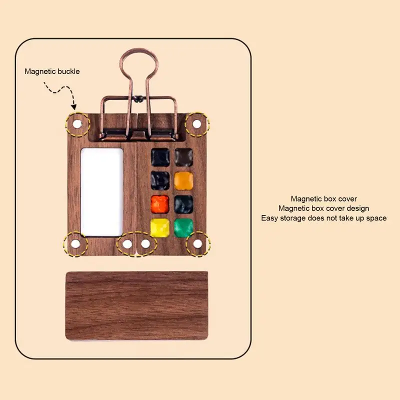 Travel Paint Palette Kit Wooden Palette Travel Set Wooden Travel Paint Palette Small Portable Watercolor Paint Set For Outdoors