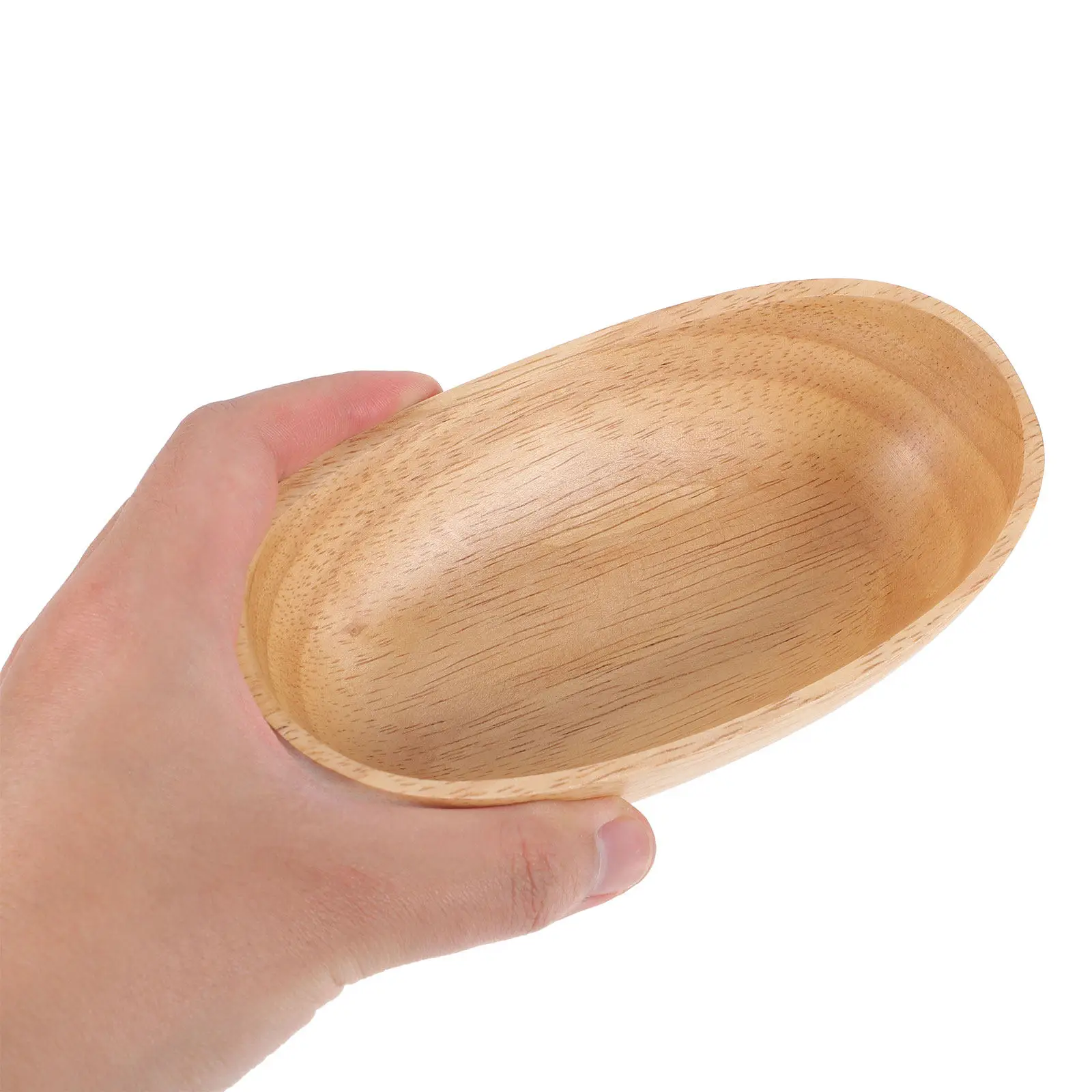 Tazón para Ensalada de Madera Natural en Forma de Barco, Boca Ancha, Base Gruesa y Resistente, Ligero, Apilable, Multiusos, para Servir Frutas y Fideos