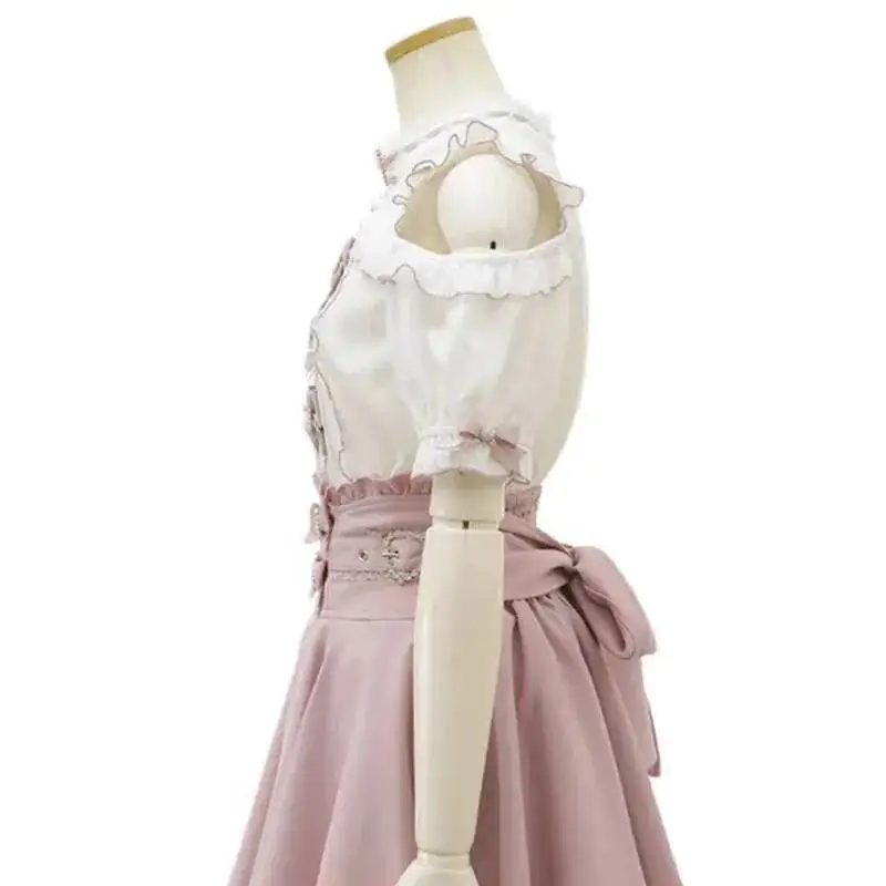 

Готические блузки в стиле Лолиты, женские рубашки с открытыми плечами и бантом JK, элегантные топы для японских девочек с кружевными оборками и сердечками, Blusas Mujer