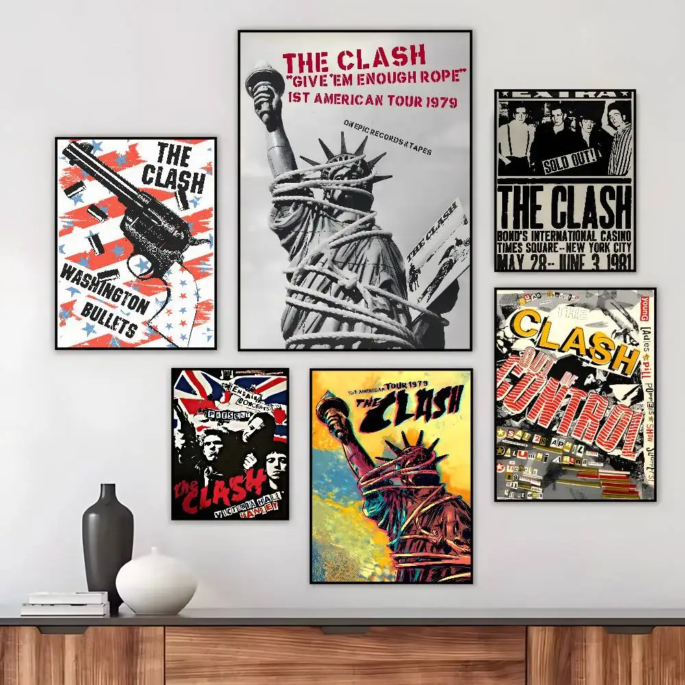 Punk Rock t-The Clash Poster poster art HD canvas advanced aesthetic Printing Paper Wall Art for Living Room Home Decor