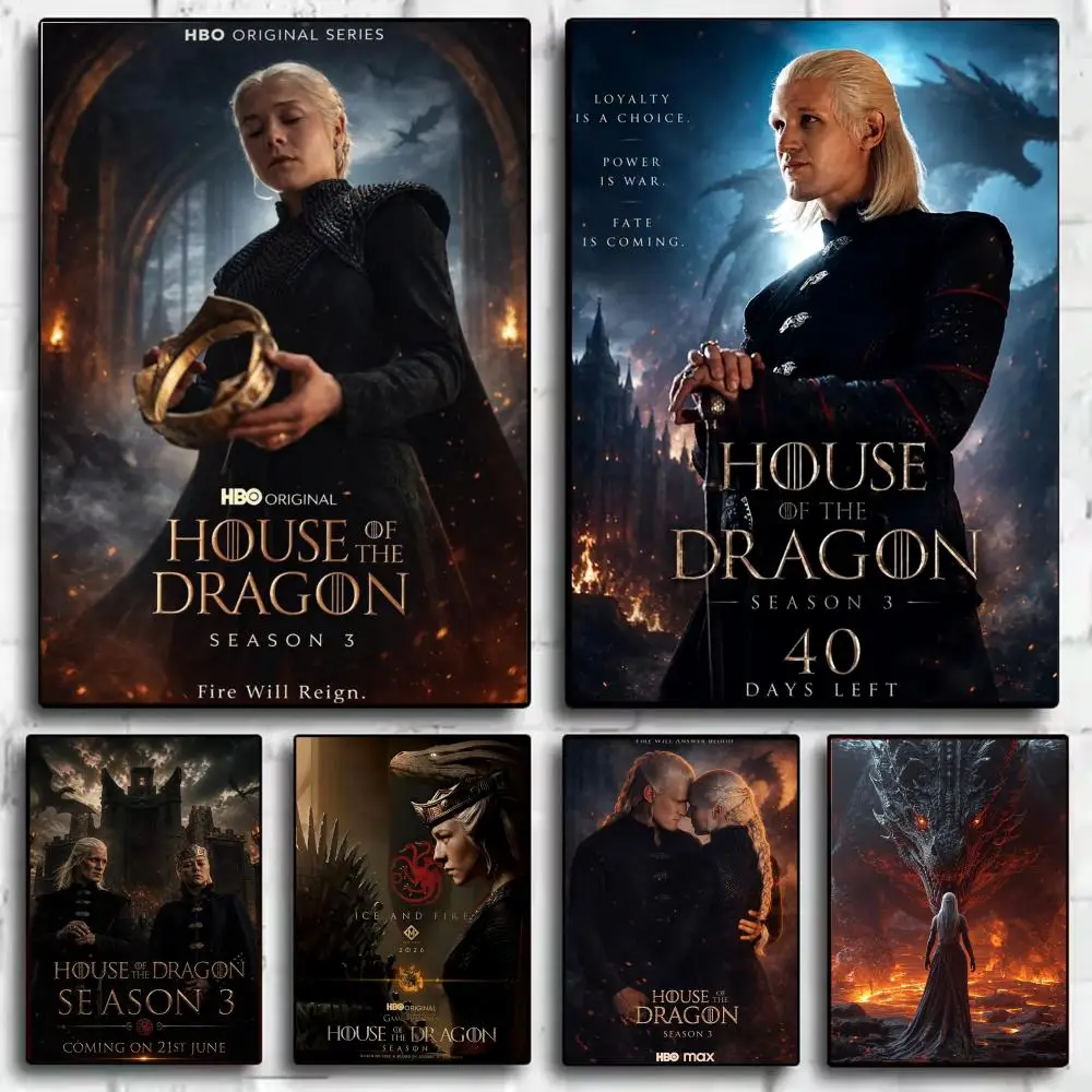 G-Game of Thrones H-House of the Dragon 3 Poster Modern Aesthetic Wall Art Poster Minimalist Room Decoration Items