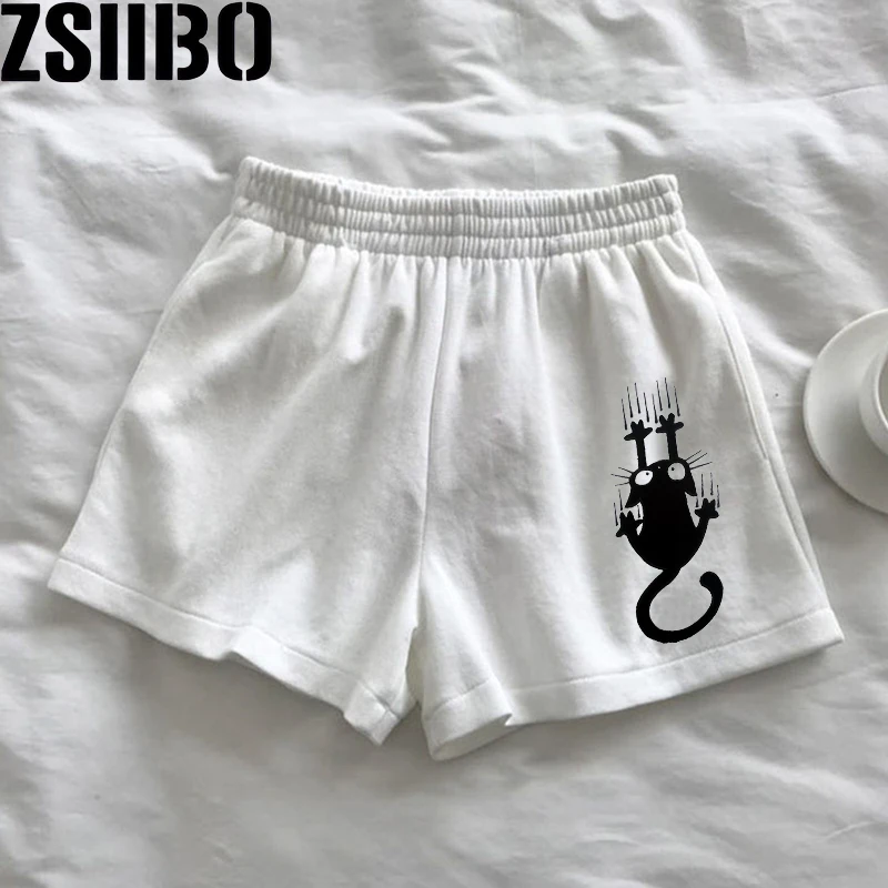 Summer Casual y2k Shorts Streetwear Loose Wide Leg Shorts beach party hanbok size high waist letter Elastic waist casual cute