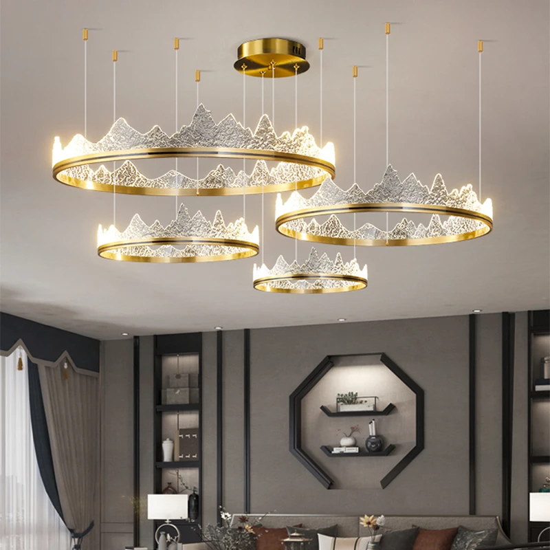 BOSSEN Aluminum Acrylic Iceberg Shape Chandelier for Living Room Bedroom Room Decoration LED Lamps and Lights