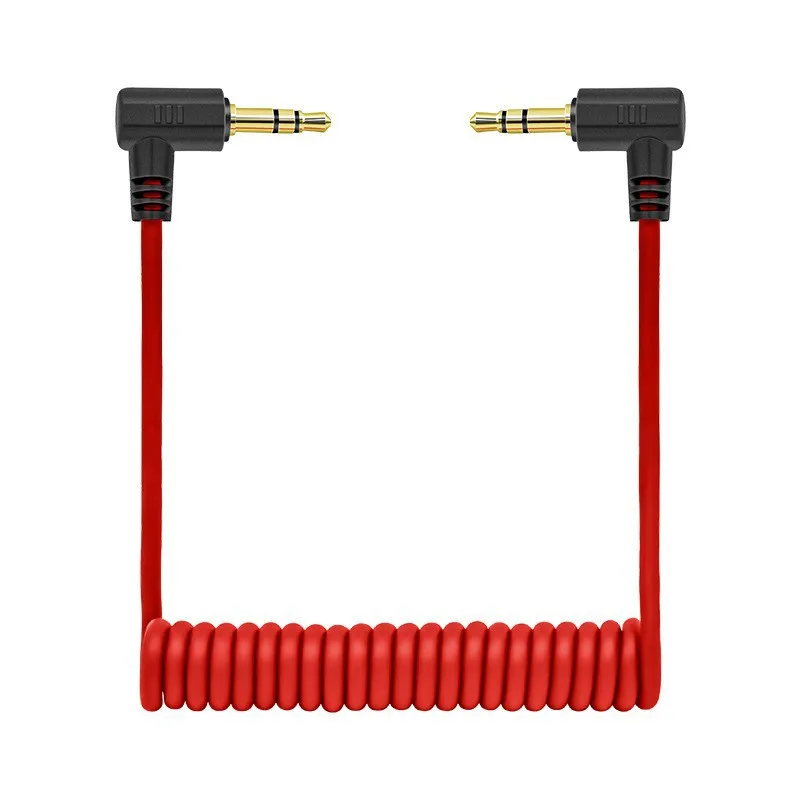 90 Degree 3.5mm TRS to TRS Coiled Microphone Cable for Camera, Right Angle 3.5 mm TRS to TRRS Mic Cord for Phone Tablet