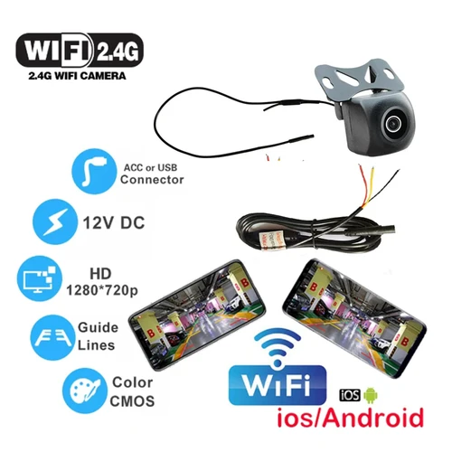 Imagen 2 del producto Imagen de marcha atrás HD 5G wifi inalámbrico Carcamera CarCamera HD 1080P cámara de imagen de marcha atrás impermeable y antigolpes.