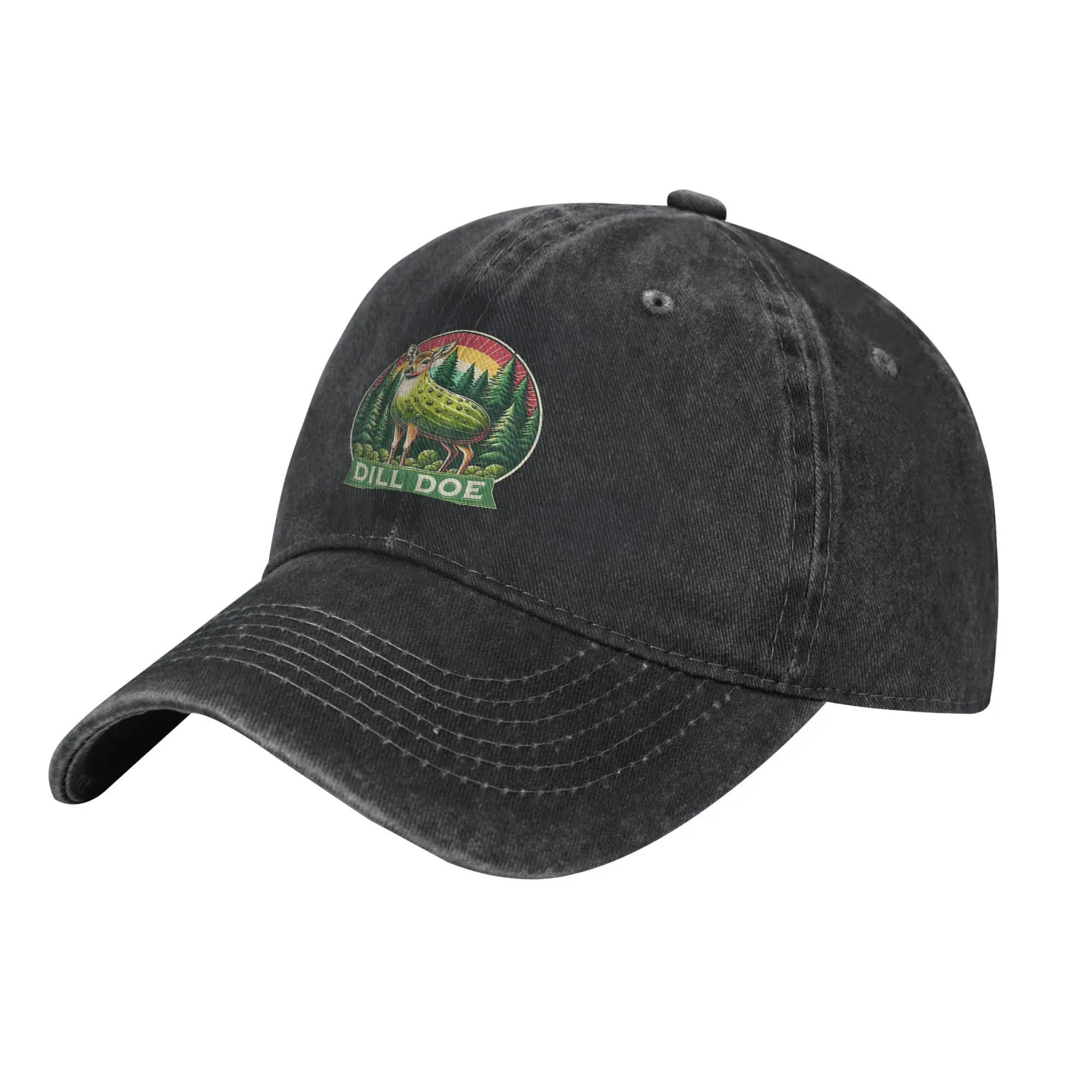 Dill Doe Funny Deer Pickle Redneck Nature Casual Baseball Cap  Outdoor Hats Summer Sunscreen Unisex Men DIY Print Baseball Caps