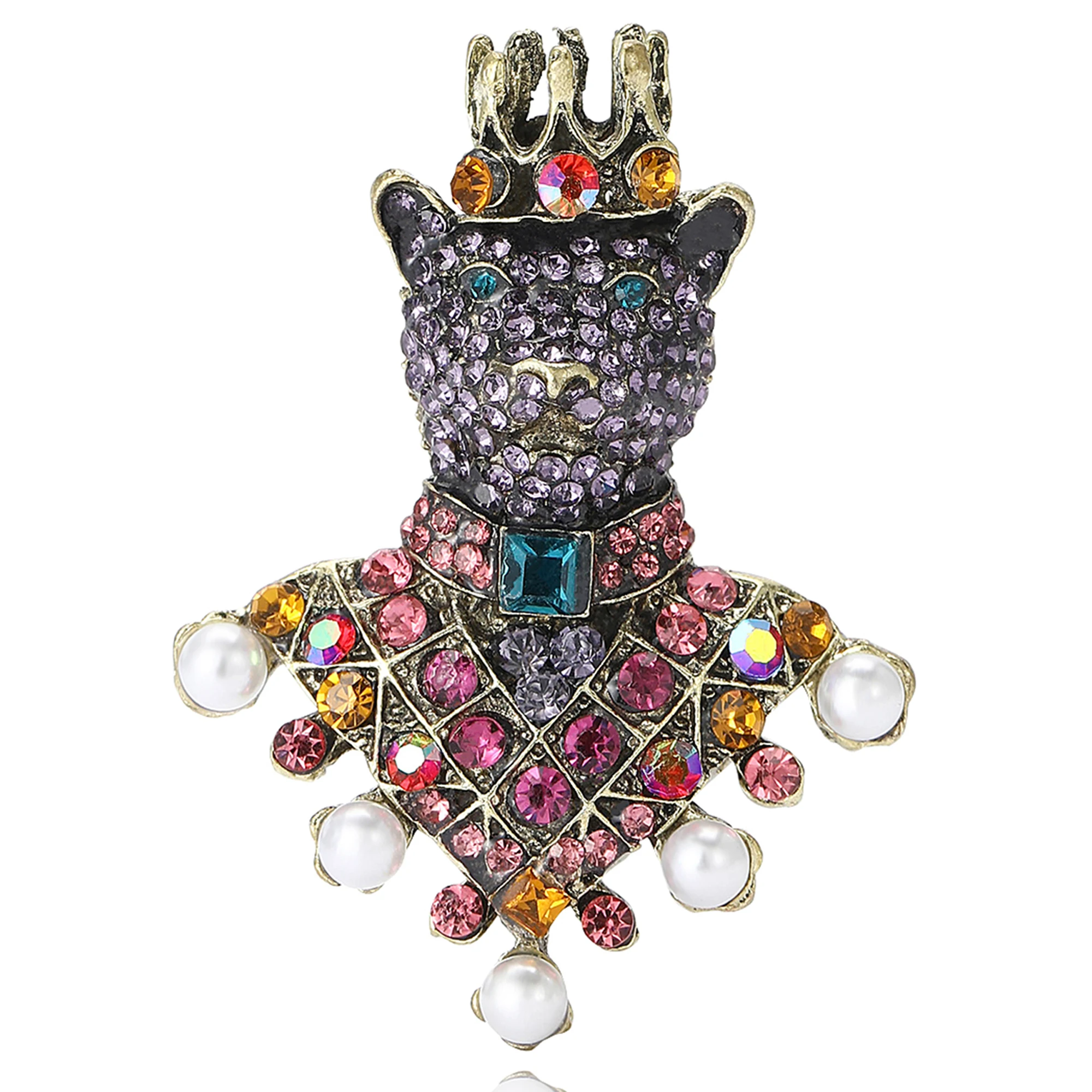 

Beaut&Berry Trendy Rhinestone Crown Bear Brooches for Women Animal Pins Casual Party Accessories New Gifts Friends Decoration