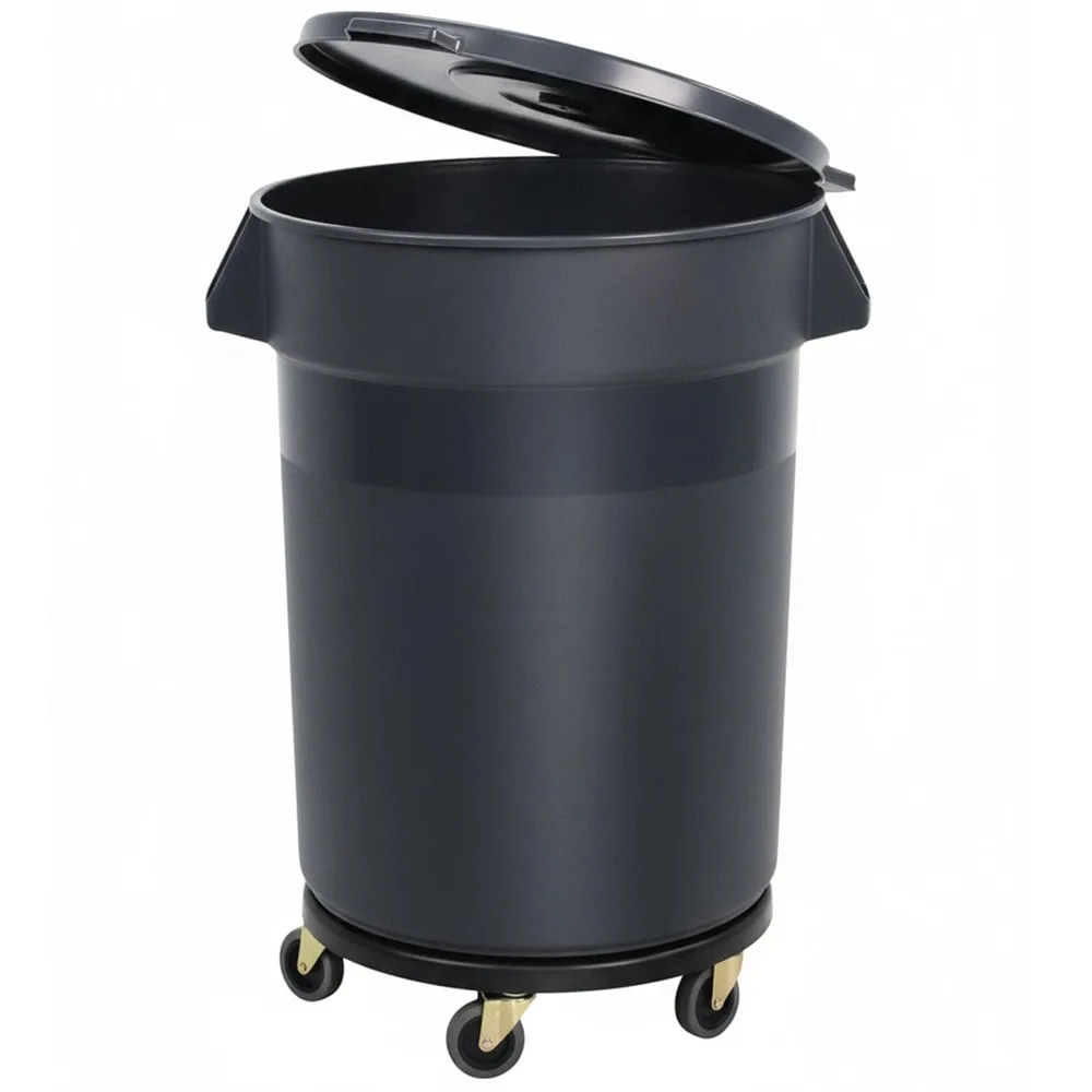 

32 Gallon Wheeled Trash Bin with Lid - Versatile Outdoor Waste Container for Yard, Water Storage, and Garage Organization