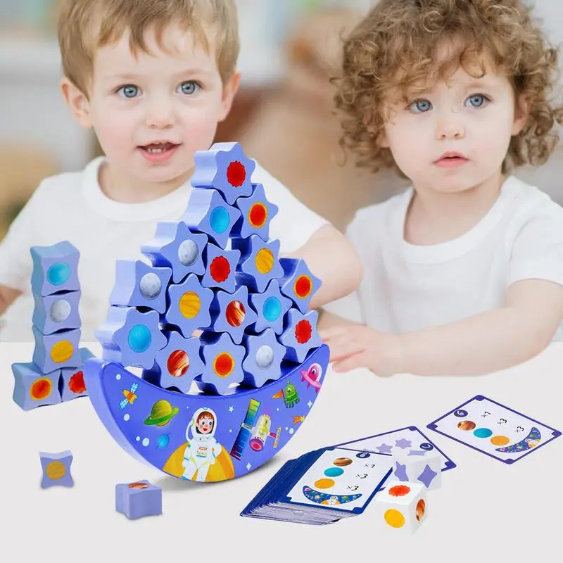 Juguetes de apilamiento de bloques de construcción, juego de equilibrio Montessori, aprendizaje temprano, juguete educativo STEM para niños y niñas pequeños