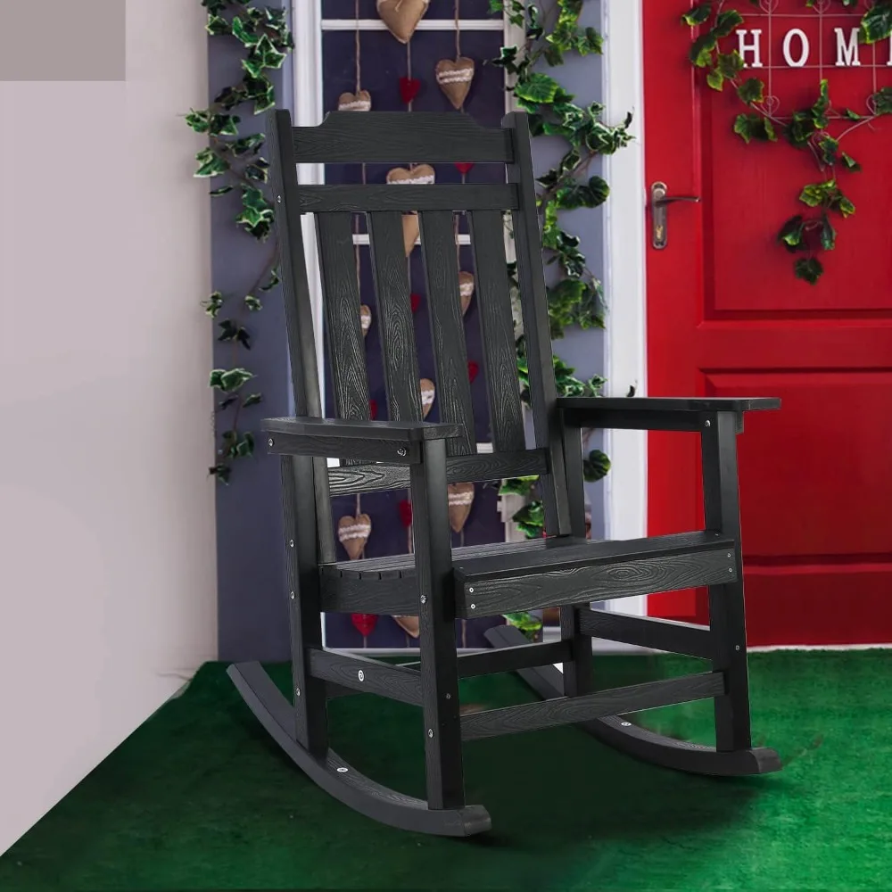 Weather-Resistant Outdoor Poly Lumber Rocking Chair for Porch, Patio, Deck, and Garden