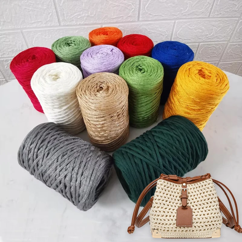 200g/Lot Colorful Knitting Thread DIY Handmade Woven Bag Accessories Crochet Yarn Women Handbag Crossbody Weaving Wrapping Rope