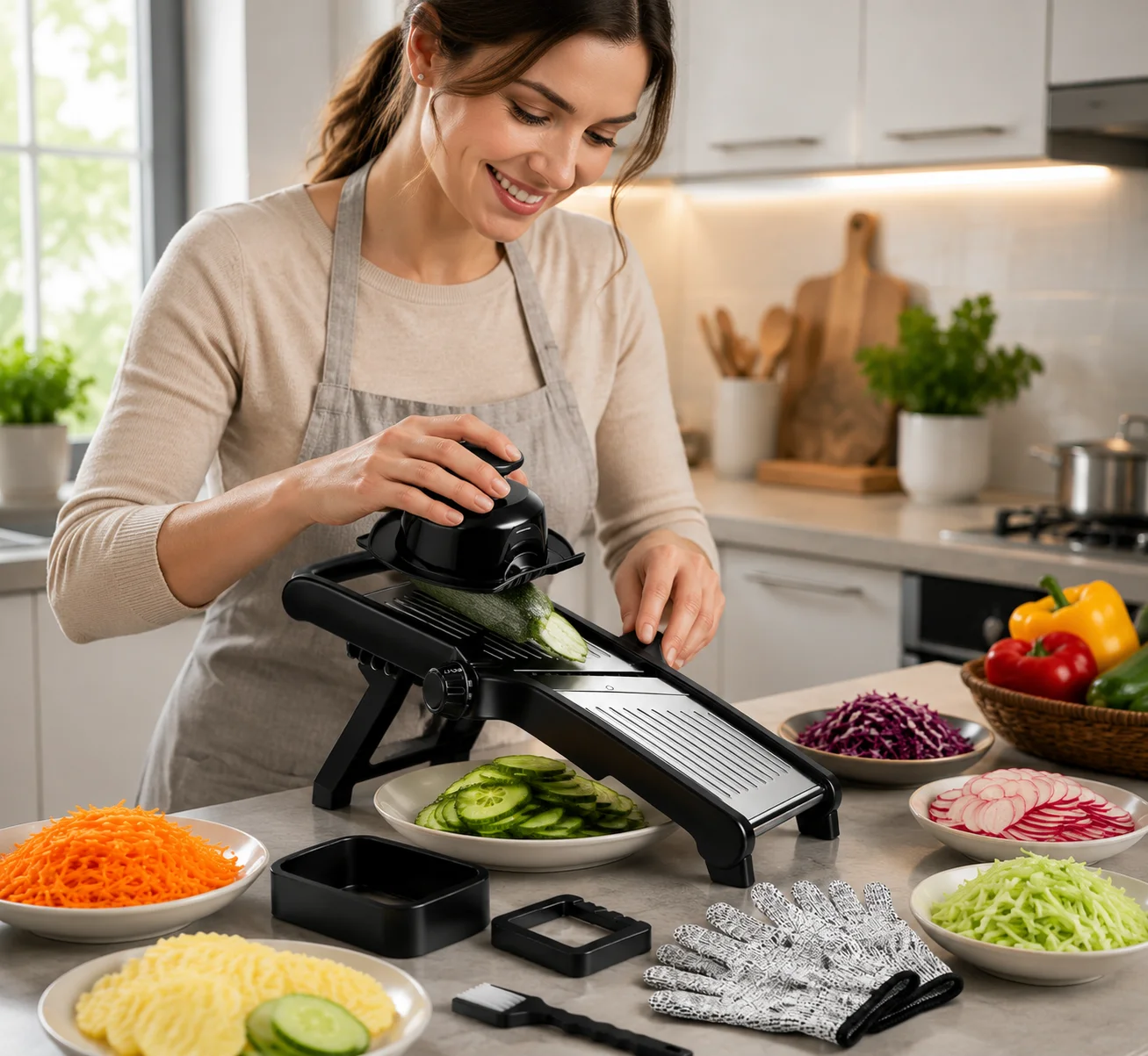 Mandoline Slicer Guard - Multifunctional Kitchen Mandoline Slicer Adjustable Thickness