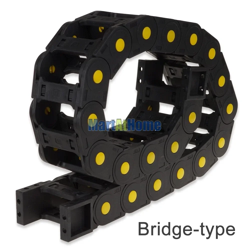 Black Enhanced Plastic Nylon Drag Chain Cable Carrier 1M Length 20x38/50/57/60 mm Full-Closed/Bridge-type for CNC Machine