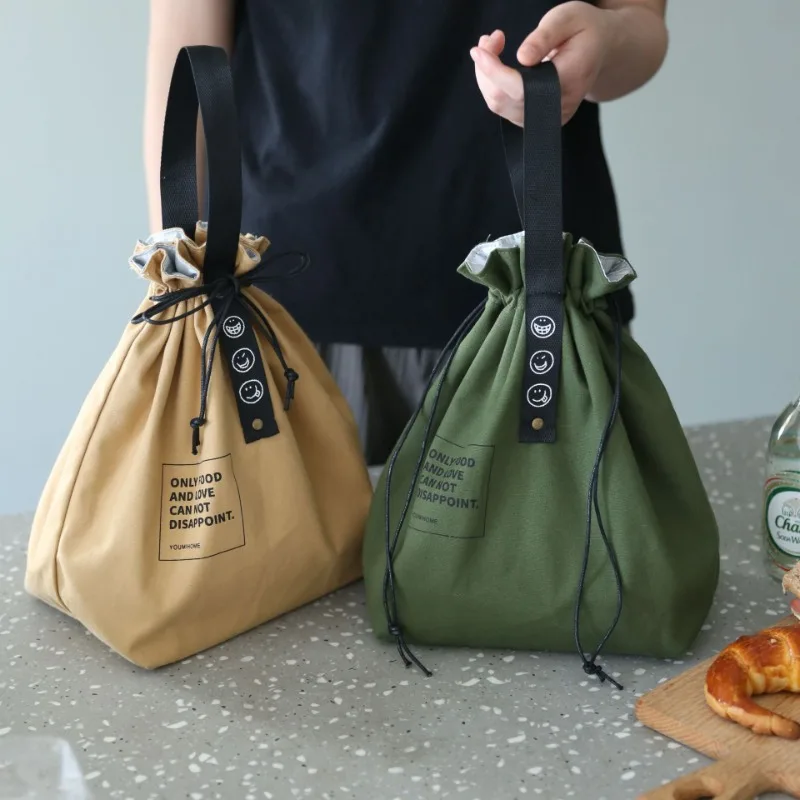 

Canvas Lunch Bag Bento Box Handbag Outdoor Portable Picnic Dinner Container School Fresh Keeping Food Storage Tote Accessories