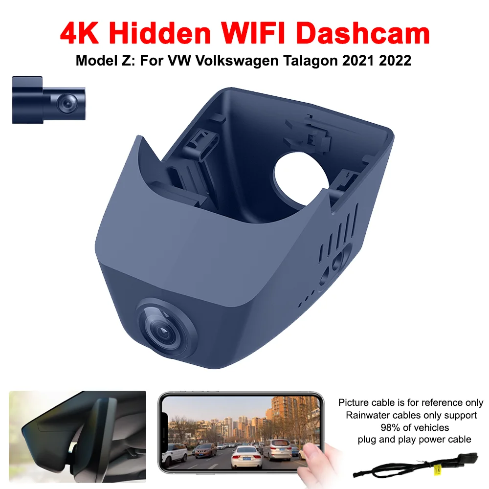 

4K HD 2160P Plug and Play WIFi Car DVR Video Recorder Dual Lens Dash Cam For VW Volkswagen Talagon 2021 2022 DashCam Accessories