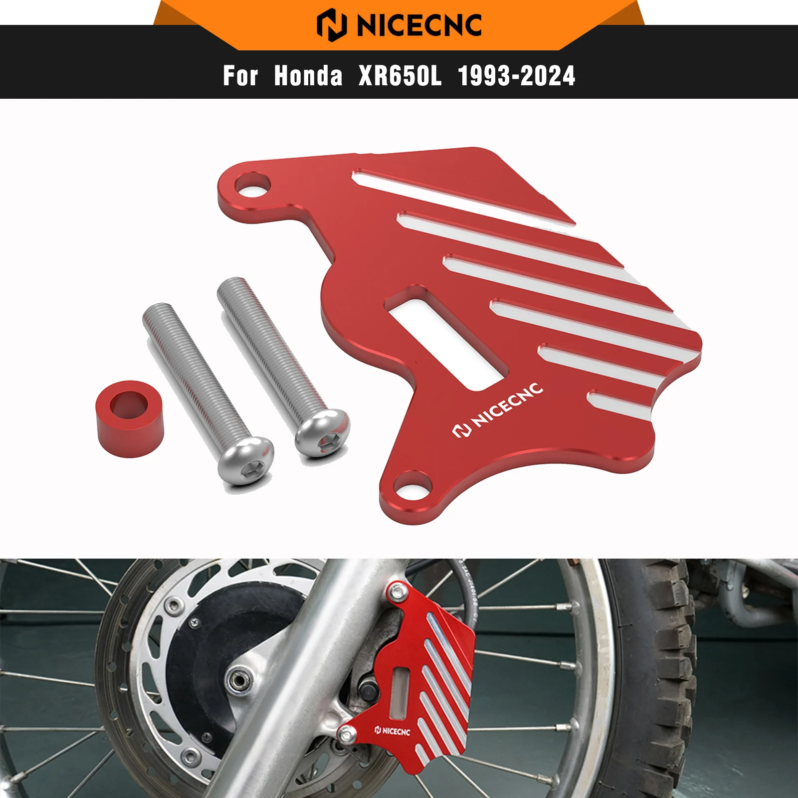 NICECNC Front Brake Caliper Guard Cover Protector For Honda XR650L XR 650 L 1993-2025 2024 2023 2022 6061-T6 Billet Aluminum