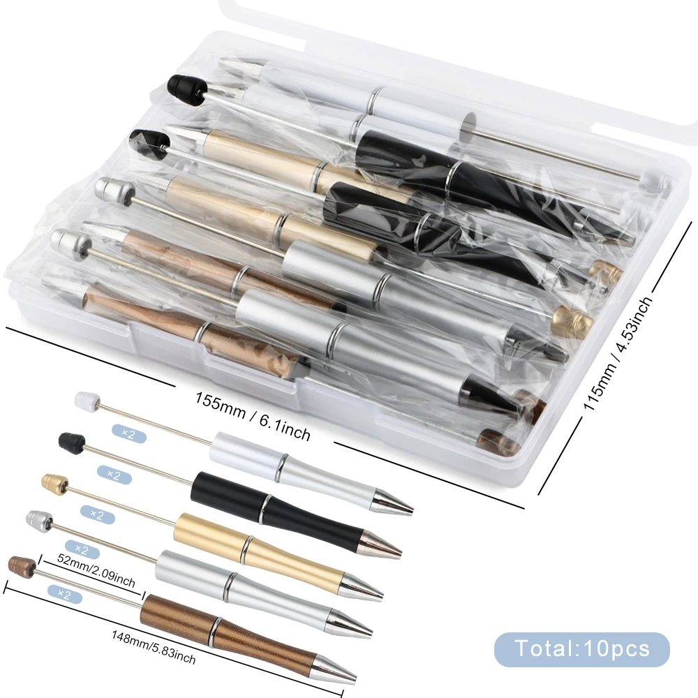 1set/Box  Bead Pen Plastic Ballpoint Pen DIY Beaded Pen School Office Writing Supplies Stationery Wedding Gift Accessories