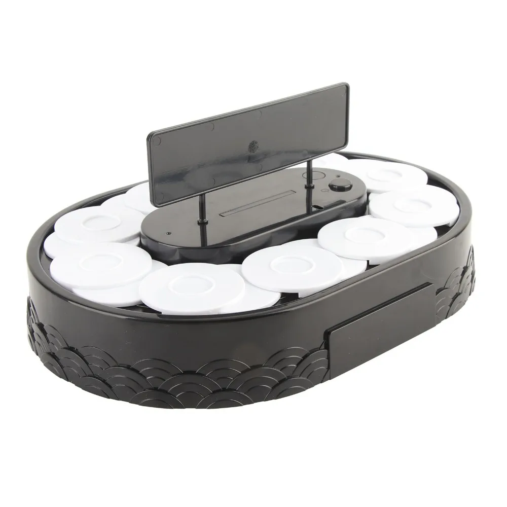Plastic Rotating Sushi Display Stand Two Tier Rotating Automatic Rotary Table Embossed Pattern With Mini Trays