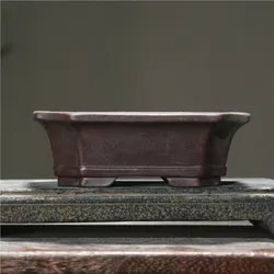 Purple Sand Flower Pot Bonsai Pot Home Square Ceramic Flower Pot Chinese Classical Desktop Decoration Bonsai Pot With HolesLE918