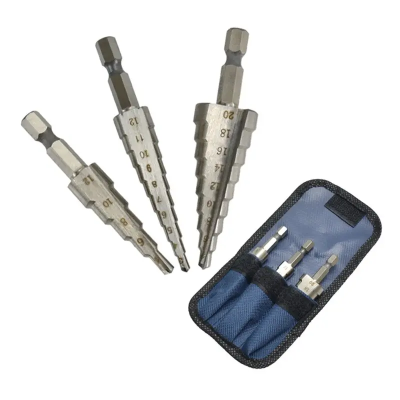 

ABKW-ступенчатые сверла с прямой канавкой HSS 3-12 мм 4-12 мм 4-20 мм, резак для дерева и металла, набор инструментов для колонкового сверления