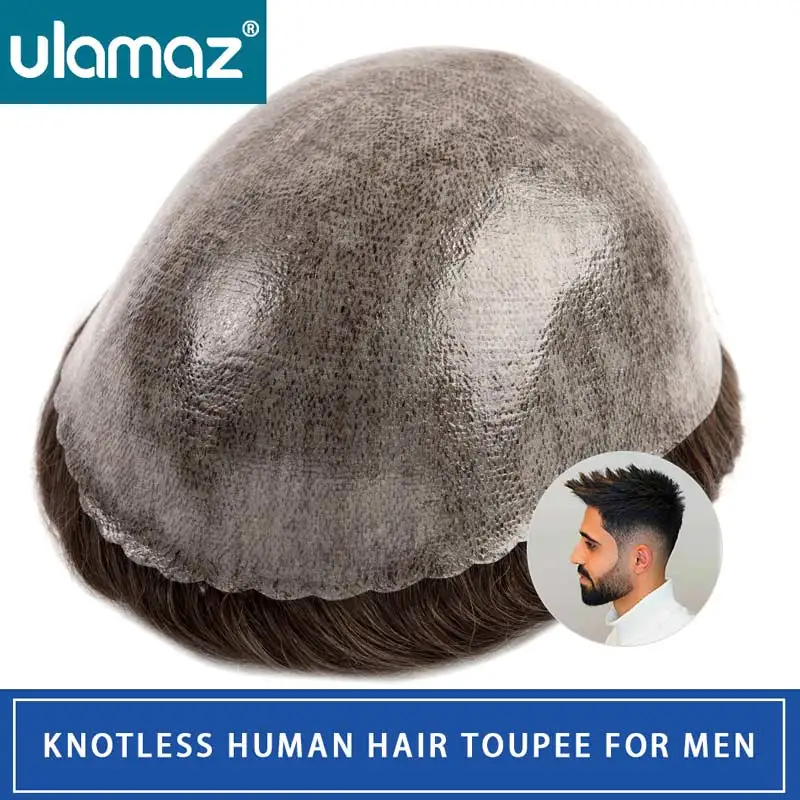 

Knotless Skin Hair System For Men 0.1-0.12mm Microskin Male Hair Prosthesis Human Hair Men's Toupees Hair Prosthesis Man Wig PU
