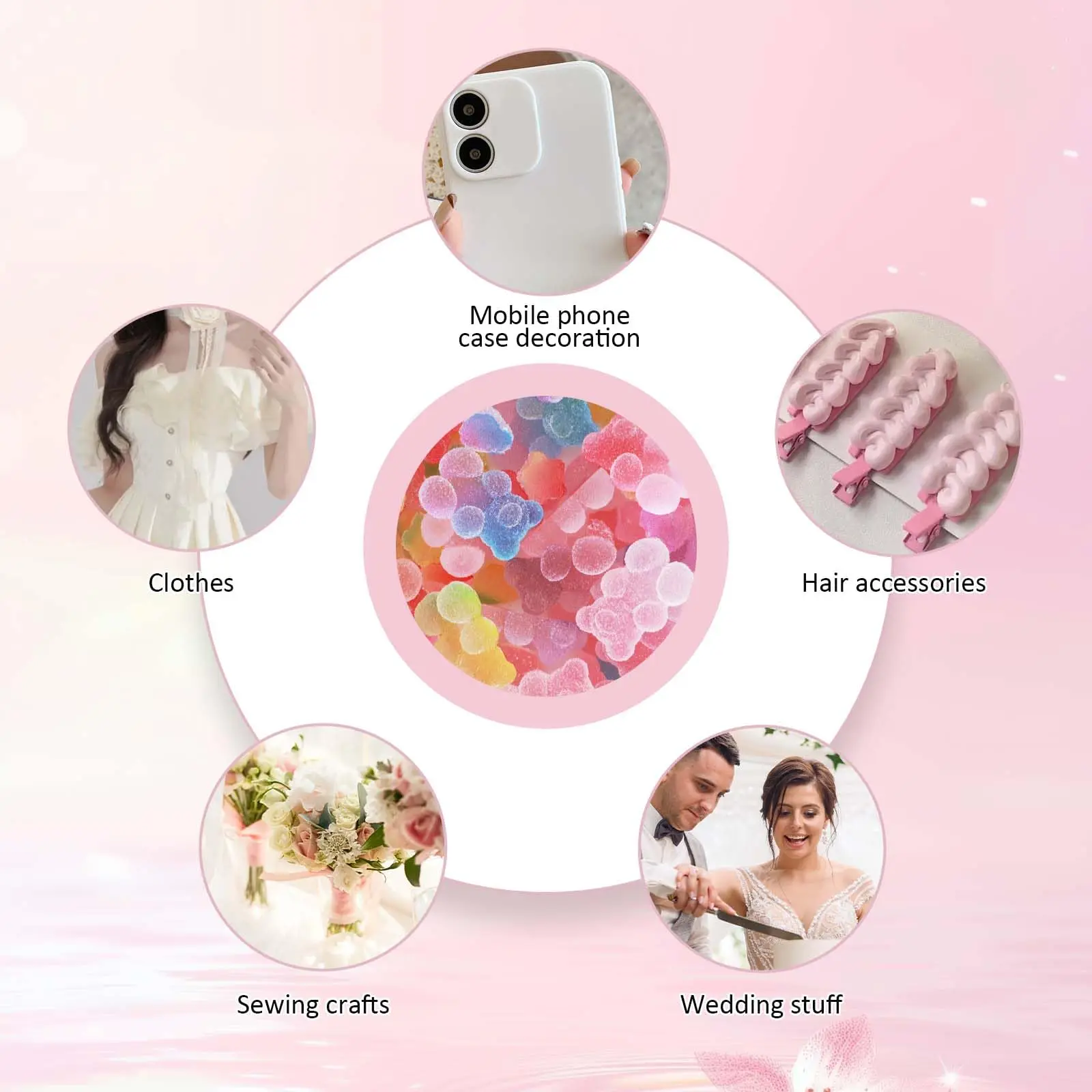 50pcs 3D Nail Art Charms - Kawaii Candy Bear Flatback Resin for Nail Art, Jewelry Making & DIY Scrapbook Supplies