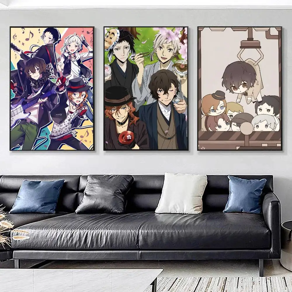 Anime B-Bungo Stray Dogs Cartoon Manga Posters HD Print Vintage Wall Art Decor for Home Study Room