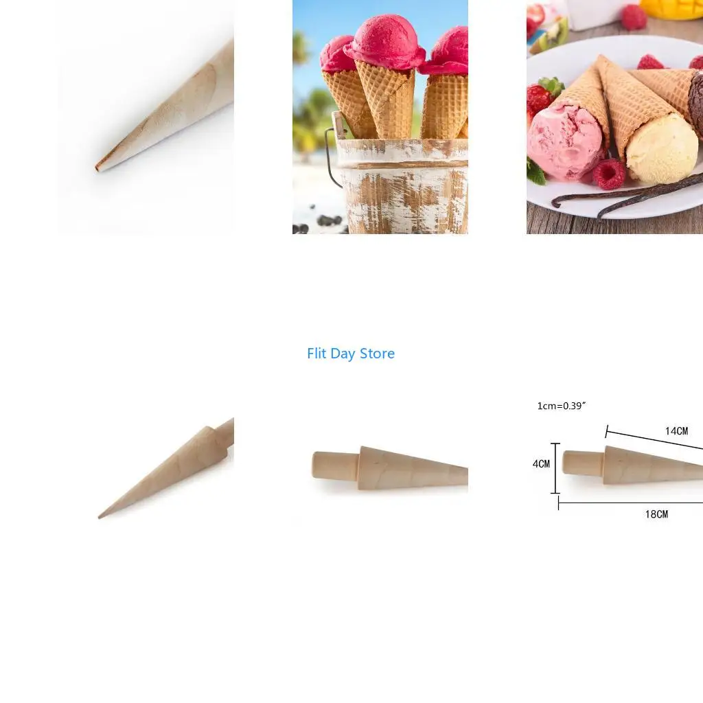F92C Wooden Ice Cream Cone Mold DIY Roll Omelet Roller Pastry Roll Baking Decorating