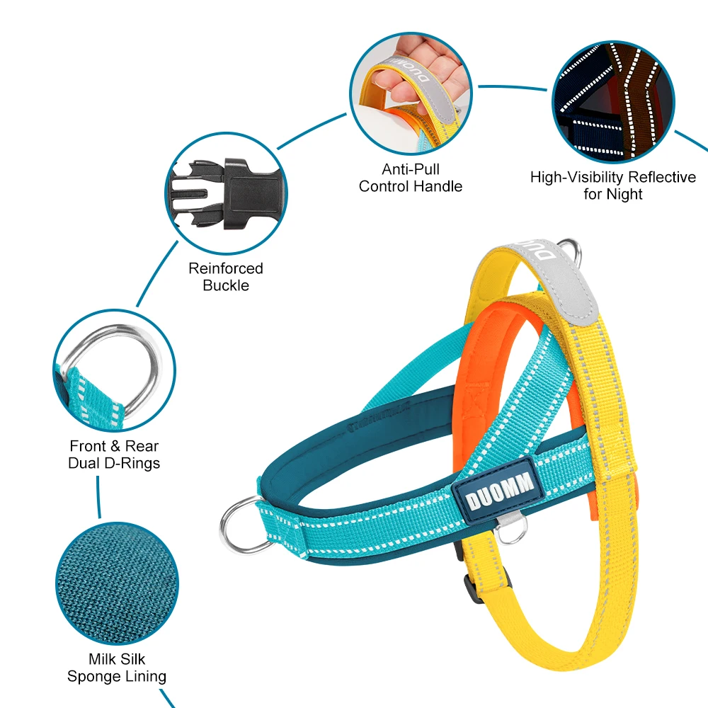 Dog Harness No Pull T-Shape Breathable Spring Summer Soft Padded Reflective Daily Outdoor Step In Walking Pet Harness Hiking_voghion.com