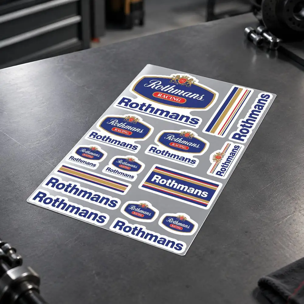 R-Rothmans Motorcycle Decal Sticker Kit Reflective Graphics For Helmet Tank Fairing Body Custom Bike