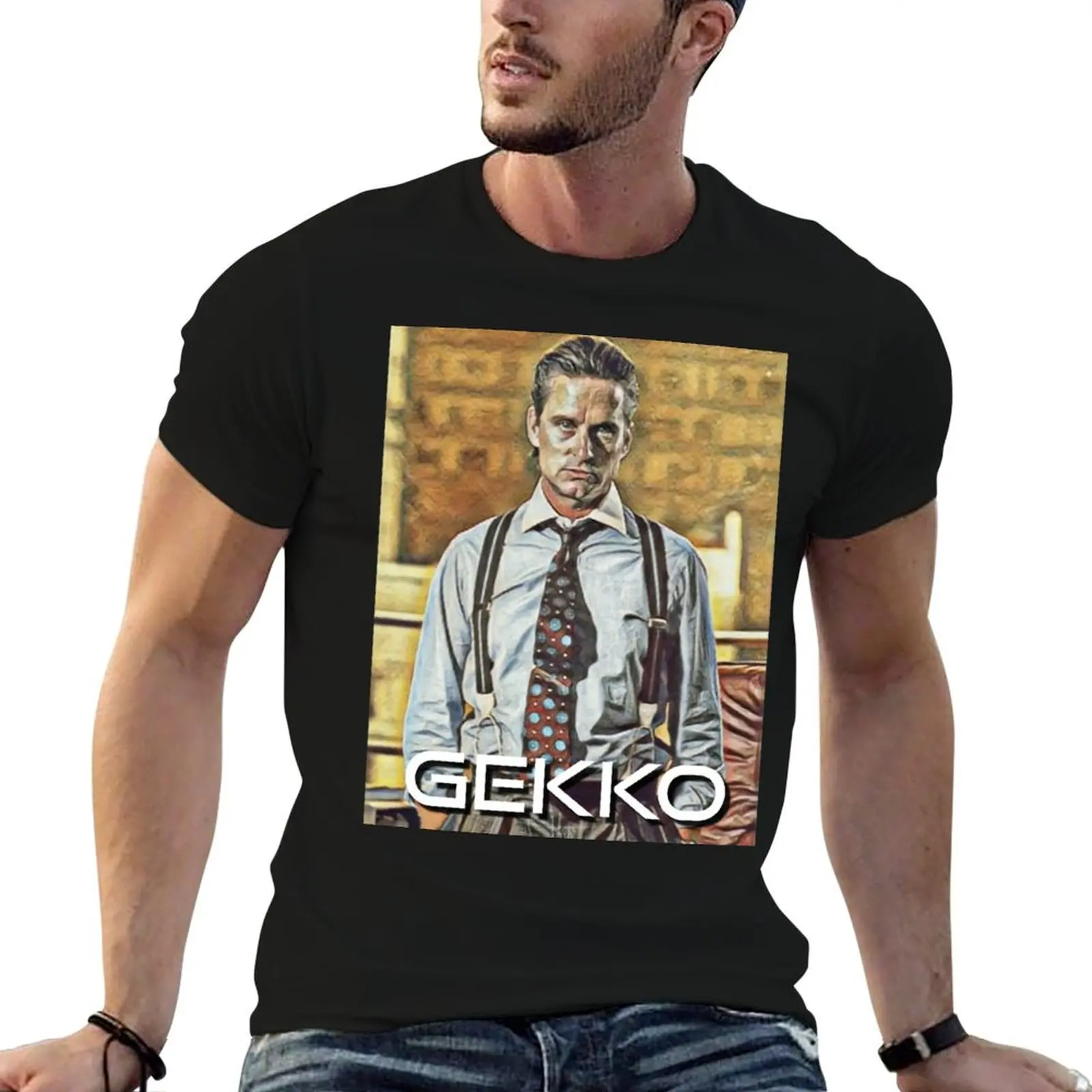 Gordon Gekko by Michael Douglas T-Shirt Christmas Casual Short Sleeve Top