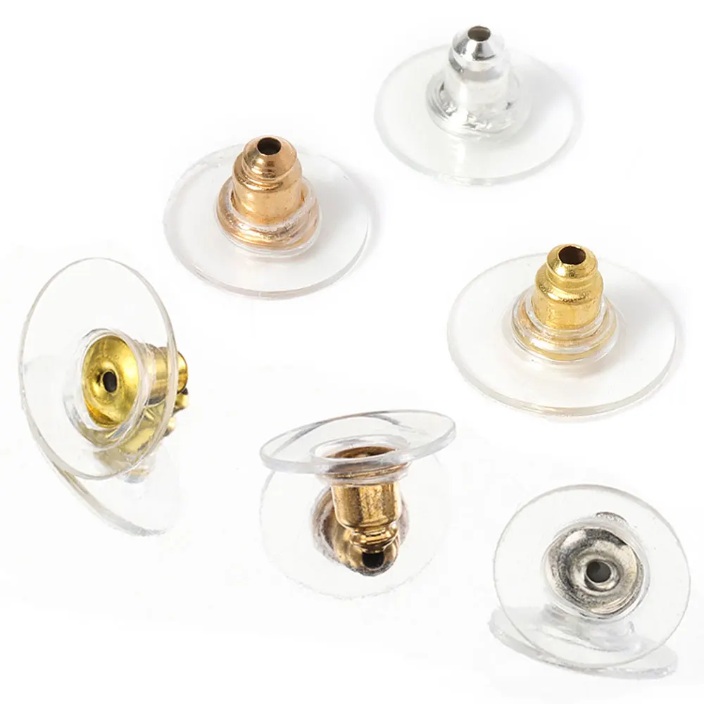 100pcs 6mm Silicon Earring Back Stoppers Gold Color Ear Stud Post Plugs for DIY Jewelry Making Earrings Component Findings
