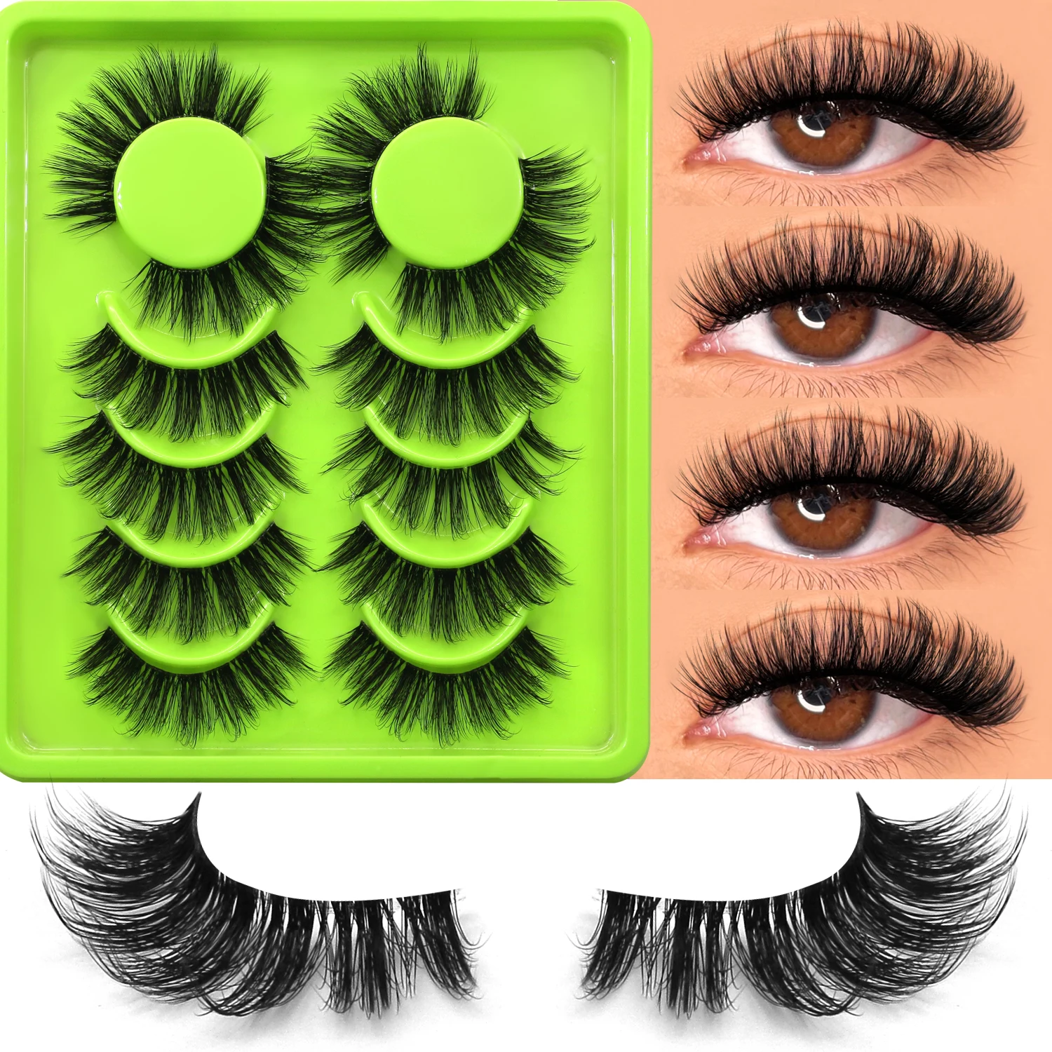 Lasvirey رموش سميكة رقيق القط رموش 8D رقيق حجم رموش اصطناعية D حليقة دراماتيكية سميكة كامل قطاع واضح الجذعية جلدة #2