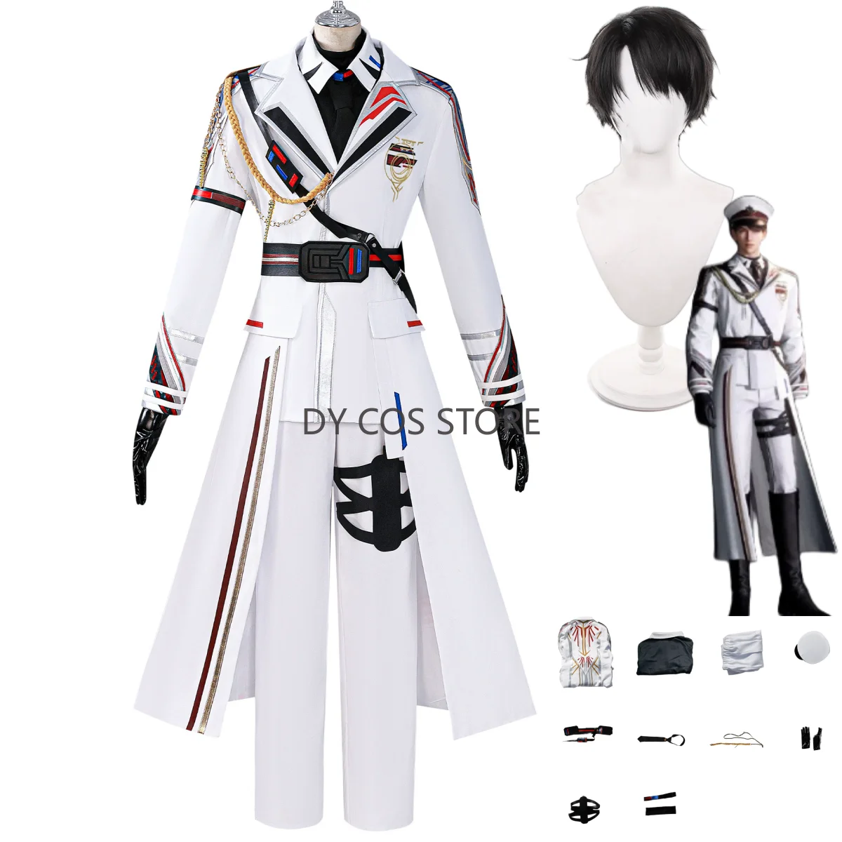 

Игра Love and Deepspace Caleb Косплей Костюм Пилот Белое Длинное Пальто Плащ Униформа Парик Мужчина Женщина Карнавальный Костюм Хэллоуина