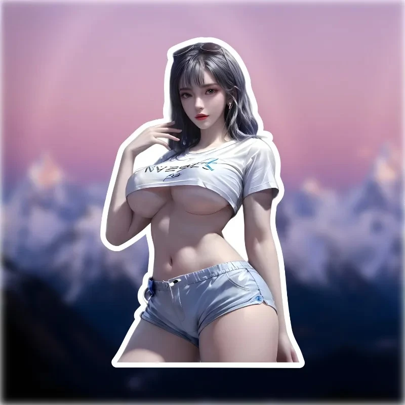 Trendy Sexy Anime Girl Stickers, Creative Waterproof & Sunproof Vinyl Decals for Car, Motorcycle, PC Case & Fuel Tank Cover