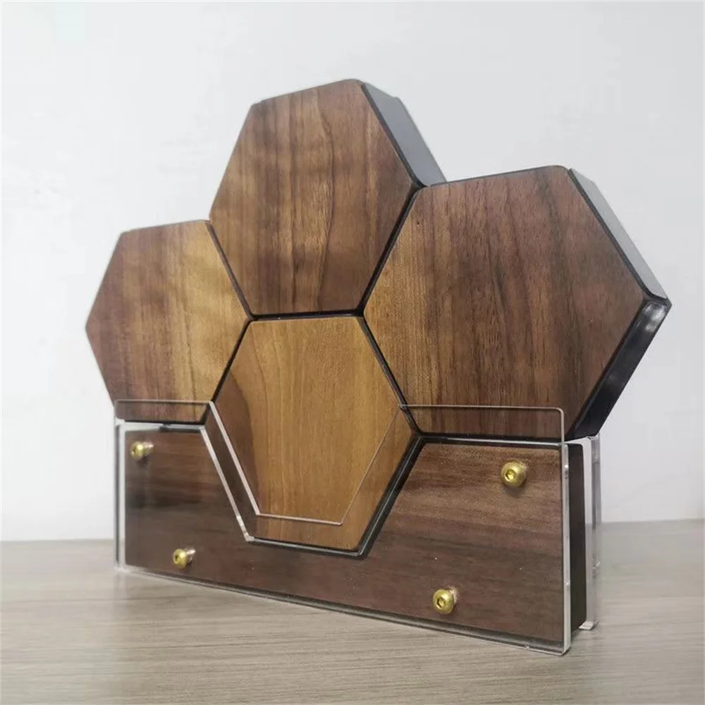 Personality Wooden hexagon Lighter Display Box Suitable For Zippo Zorro Lighters Protection Creative Box Men\'s Smoking Gift