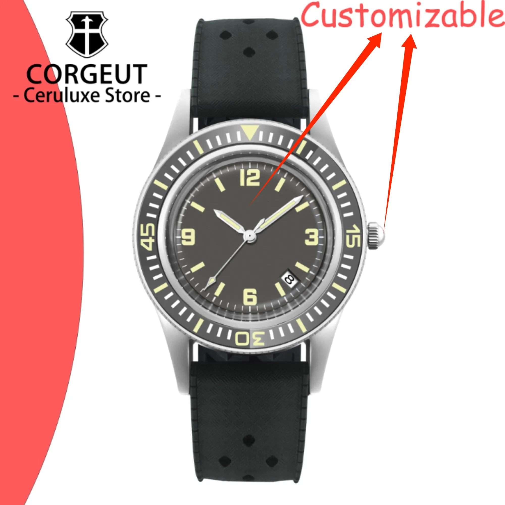 

CUSTOM LOGO NH35 Automatic Movement 50-Fathoms Dive Watch WD50F 40mm Watches For Man Sapphire Vintage Luminous 200m Waterproof