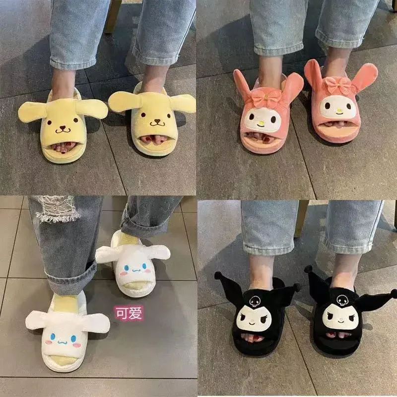 

Cinnamoroll Sanrios Slippers Cartoon Ear Will Move Anime Figure Spring Autumn Winter New Cotton Slippers Thickened Keep Warm