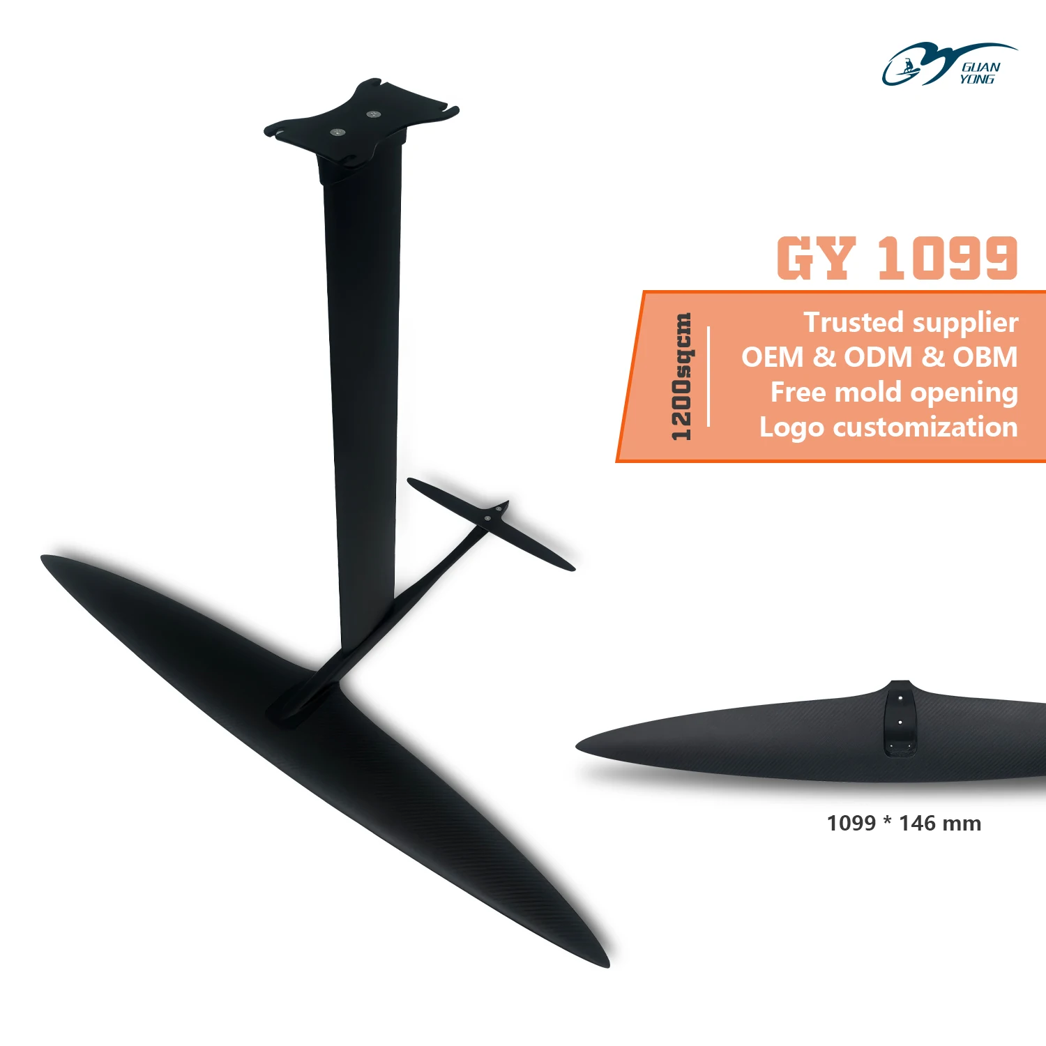 Summer New 1099V2 High-Performance Carbon Fiber Hydrofoil No LOGO 1200sqcm for Water Sports for Kite SUP Surfing