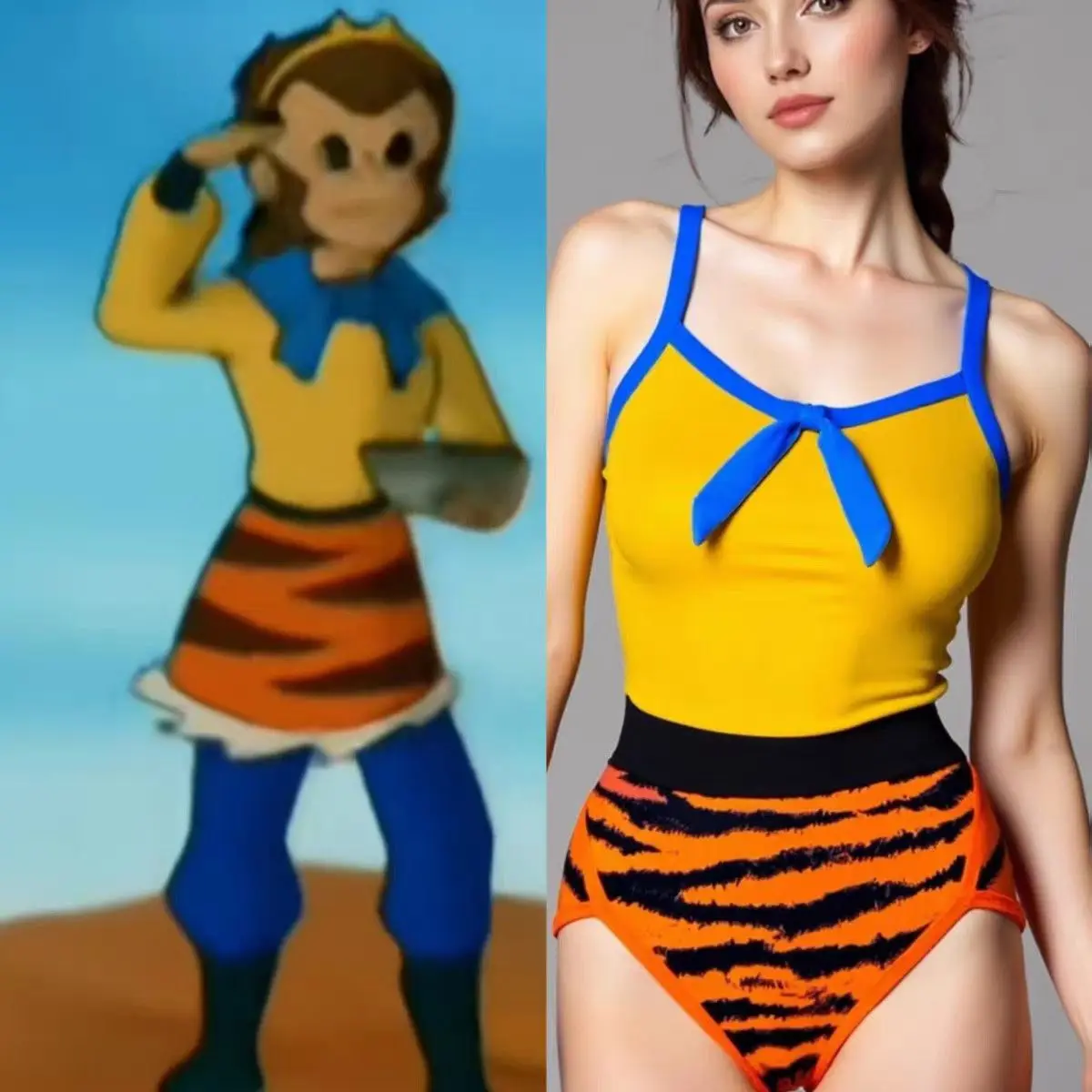 

Цельный купальник в стиле Sun WuKong Быстросохнущий купальный костюм Пляжный купальник