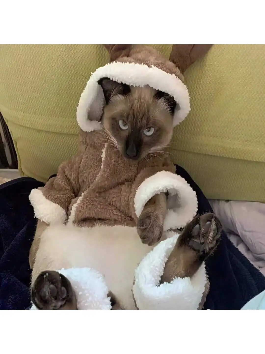 

Christmas Pet Costume 1PC - Warm Elk Cape with Hat for Dogs Cats, Cute Reindeer Dress for Xmas Party