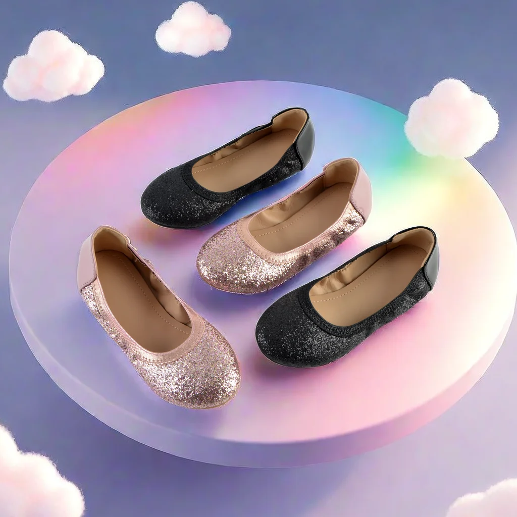 2024 ragazze Glitter elastico balletto punta tonda Slip On Daily Shoes