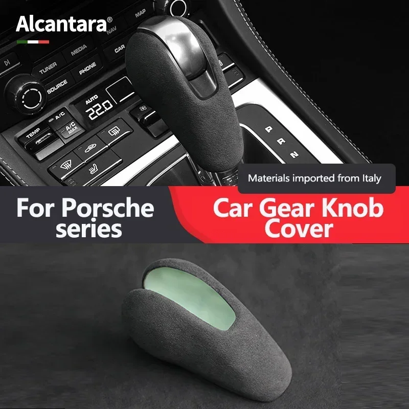 Funda protectora de gamuza para palanca de cambios de coche, accesorios de decoración para Porsche Macan Panamera Boxter 718