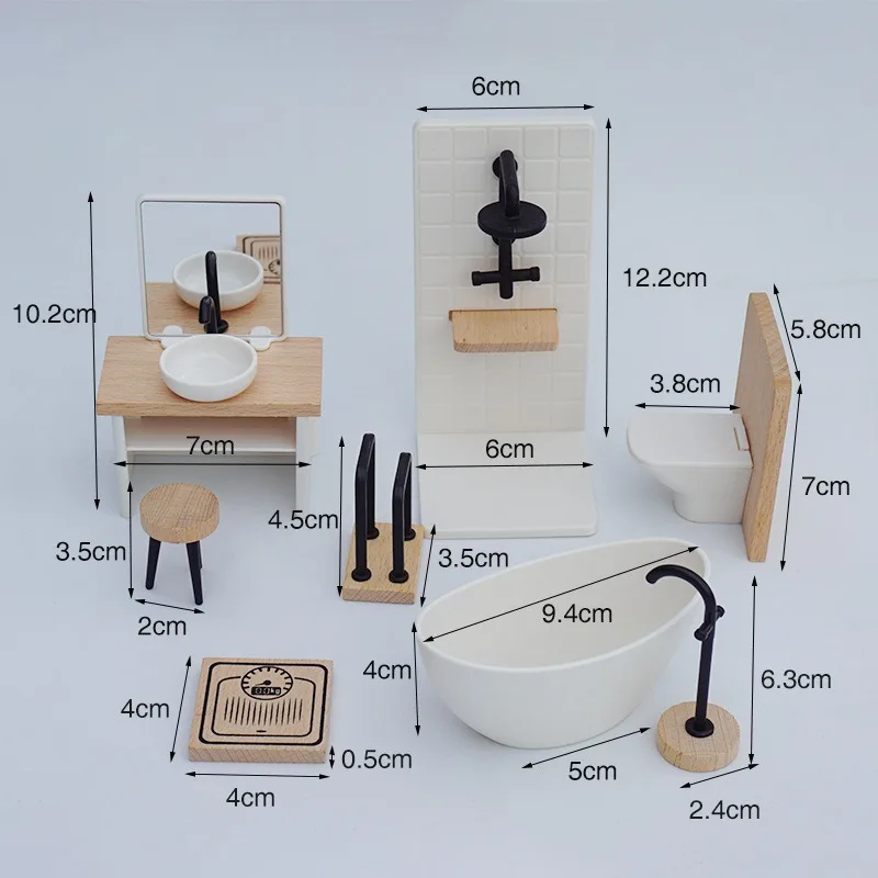1/12 Simulazione di casa delle bambole Mini mobili Lavabo bianco Vasca da toilette Modello di casa delle bambole Mobili in miniatura Decorazioni per il bagno Giocattolo per bambini