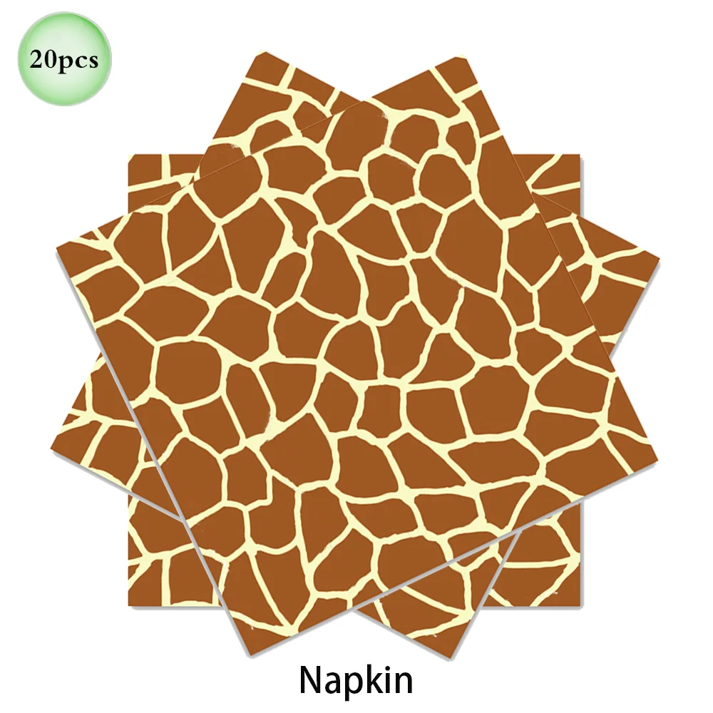 1 Satz Wald Tier Leopard Tiger Druck Platte Tischdecke Servietten Wald Banner Dschungel Safari wild eine Geburtstags feier Dekoration – Detail 19