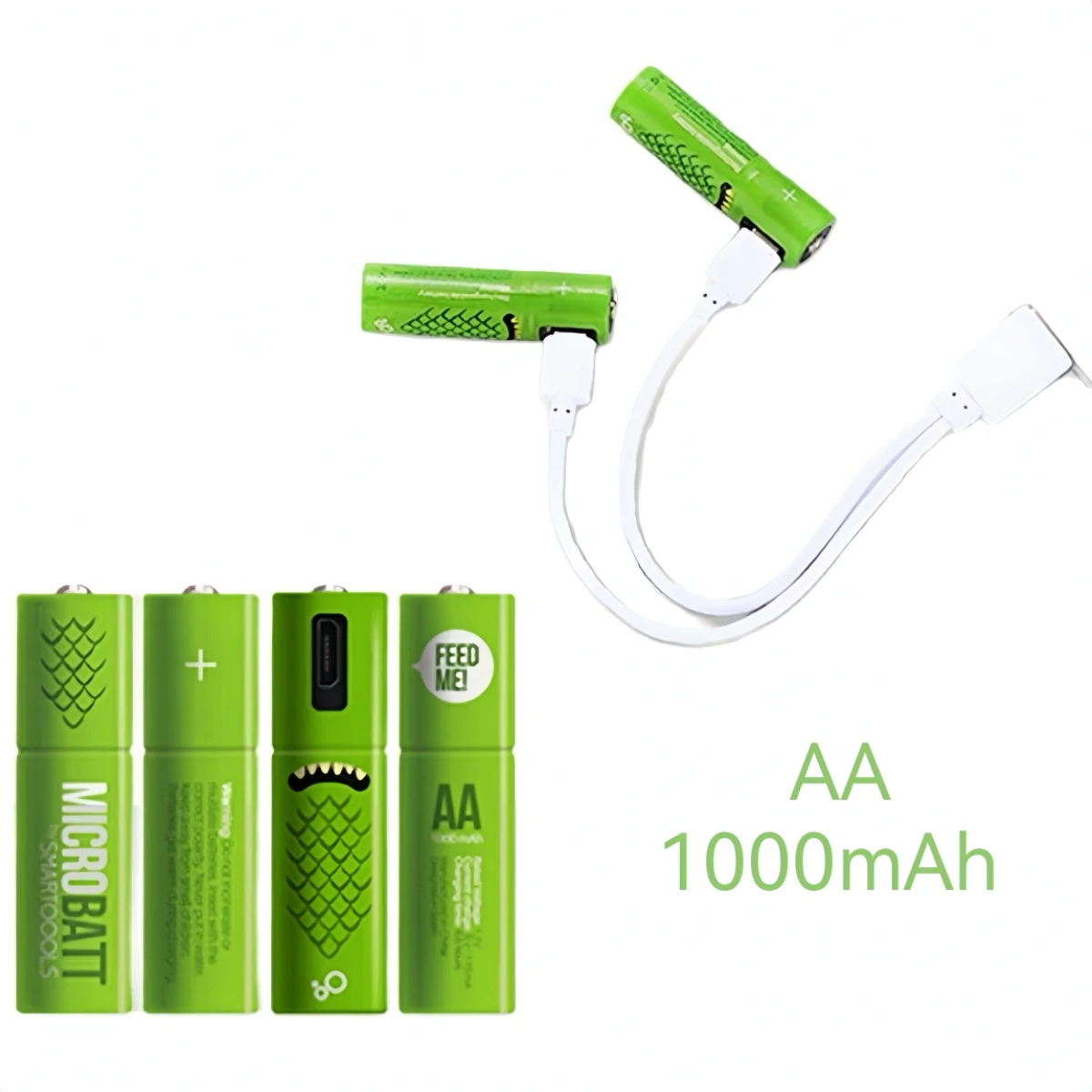 

4pcs/lot New 1.2V AA Rechargeable Battery 1000mAh USB Ni-MH Rechargeable Battery with Micro-USB Charging Cable