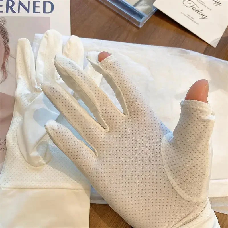 Spring Summer Thin Gloves Women's Two Finger Gloves Sun Protection UV Protection Breathability Outdoor Cycling Women Glove